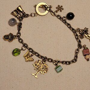 Vintage Charm Bracelet with Toggle Closure